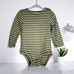Carter's Olive Green Striped Baby Long-Sleeve Bodysuit